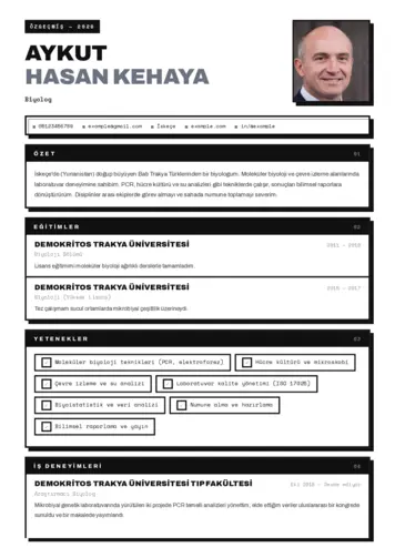 Biyolog CV Örnekleri cv indir